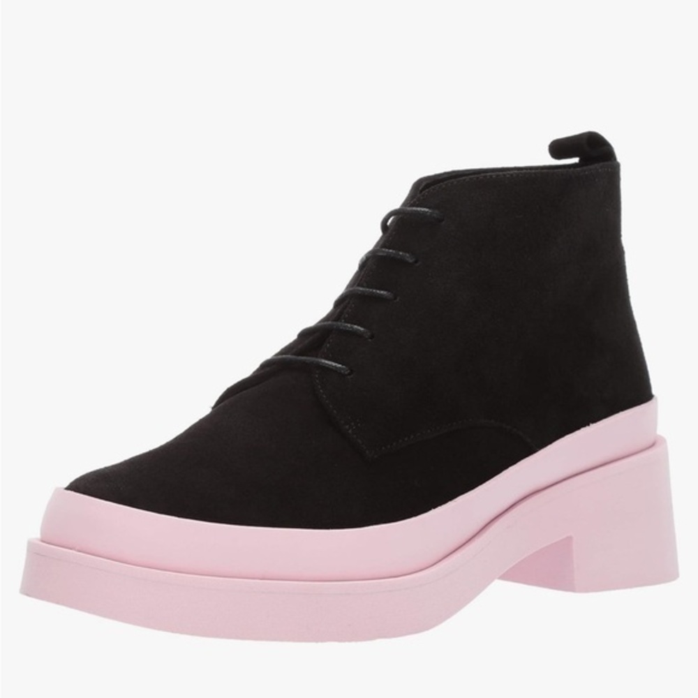 Andre Assous "Eve" pink and black lace up oxford ankle boot in size EU